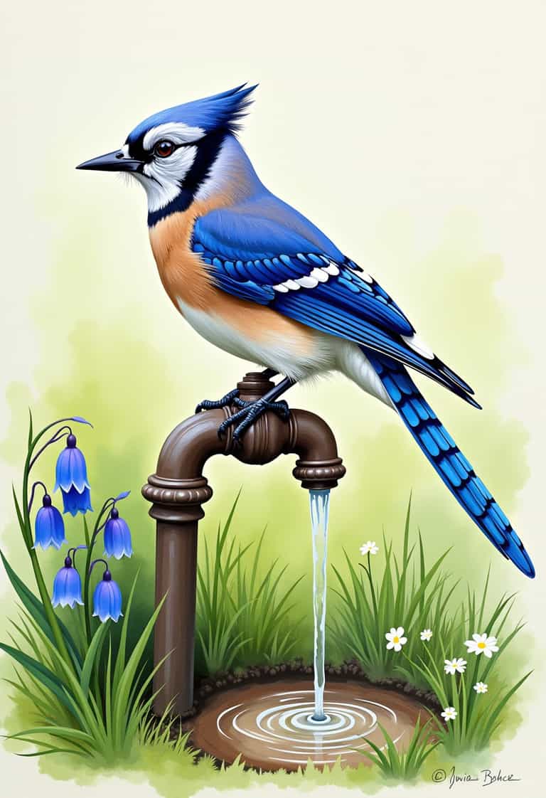 Blue Jay at the Water Spout