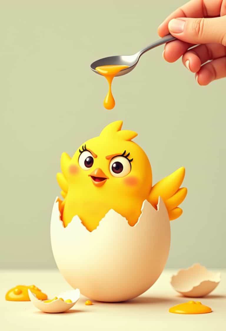 Surprised Chick and the Spoonful of Liquid
