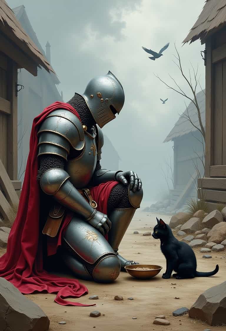 **The Gentle Knight and the Black Cat**