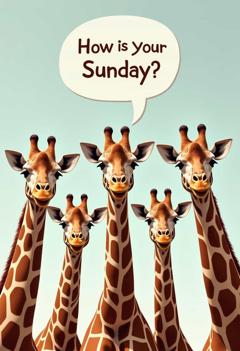 Cheerful Giraffes Asking About Your Sunday