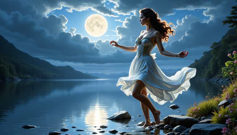 Moonlit Dance by the Lake