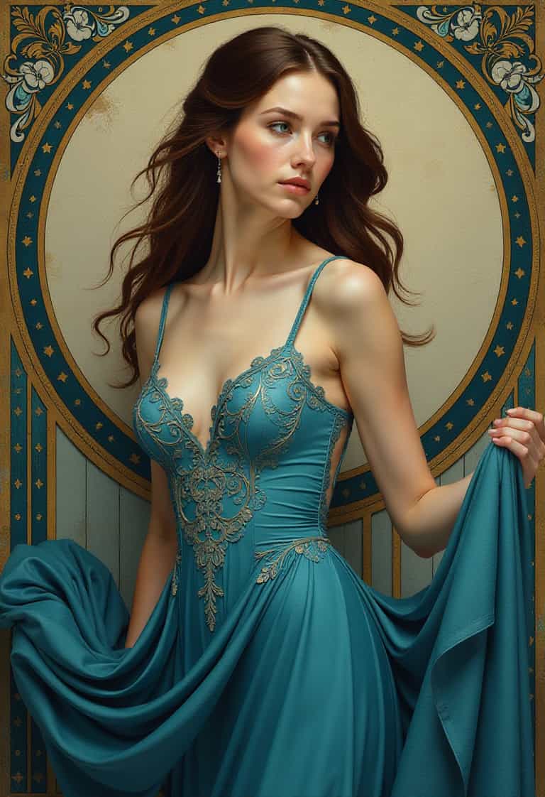 Elegance in Teal: A Timeless Portrait