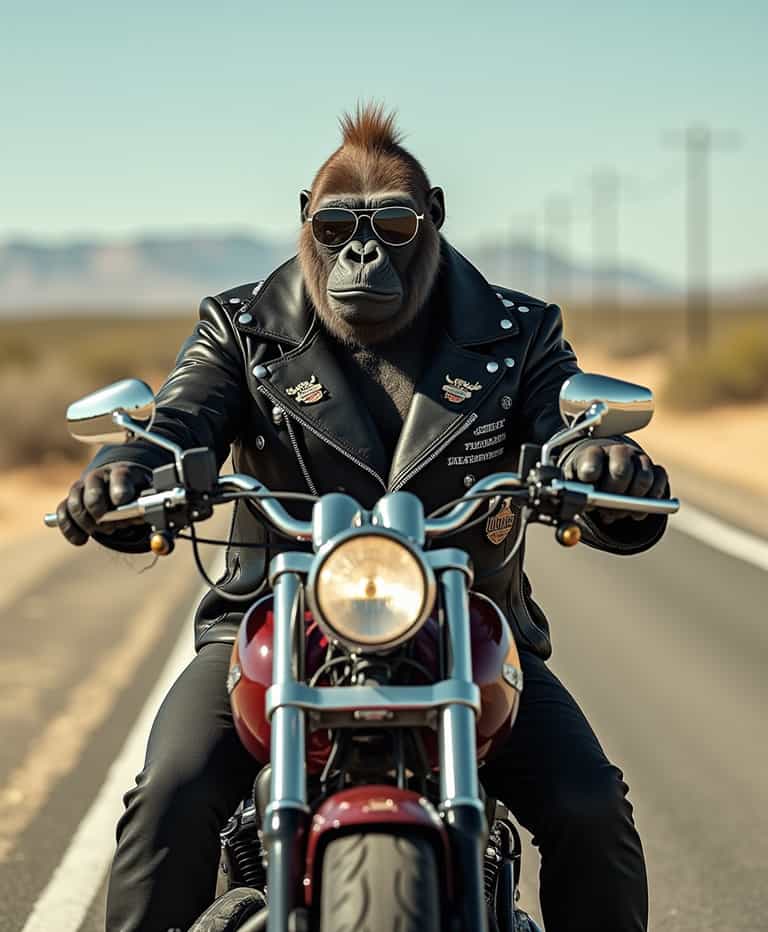 Rebel on the Road: The Biker Chimpanzee