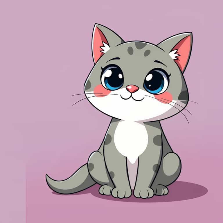 Charming Cartoon Kitten