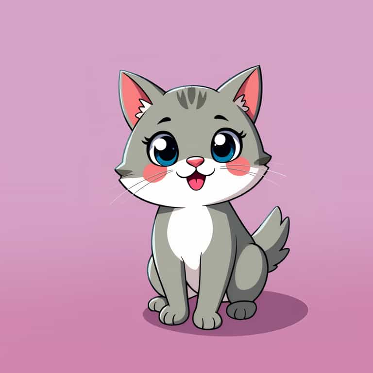 Joyful Kitten on Pink