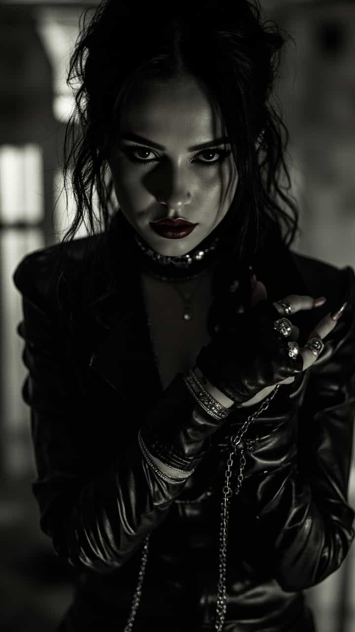 **Gothic Rebel in Monochrome**