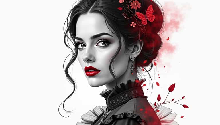 **Elegance in Monochrome with a Touch of Red**