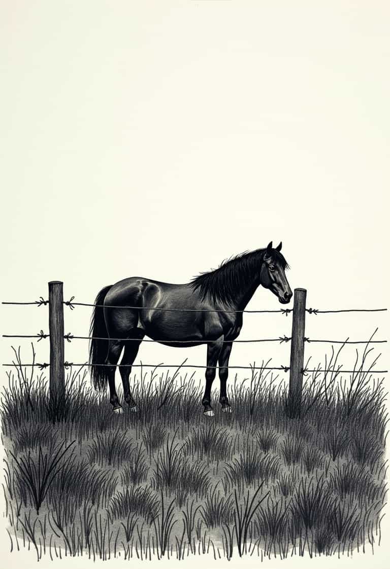 Solitary Horse Behind the Fence