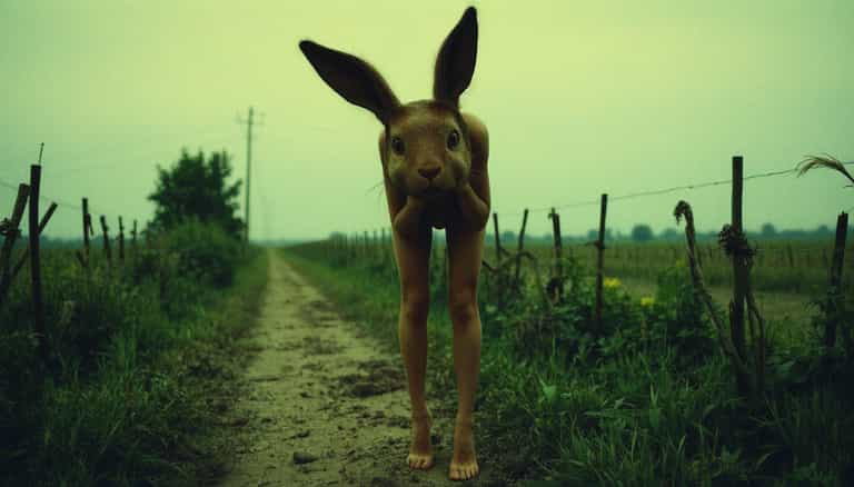 Surreal Encounter on a Foggy Path
