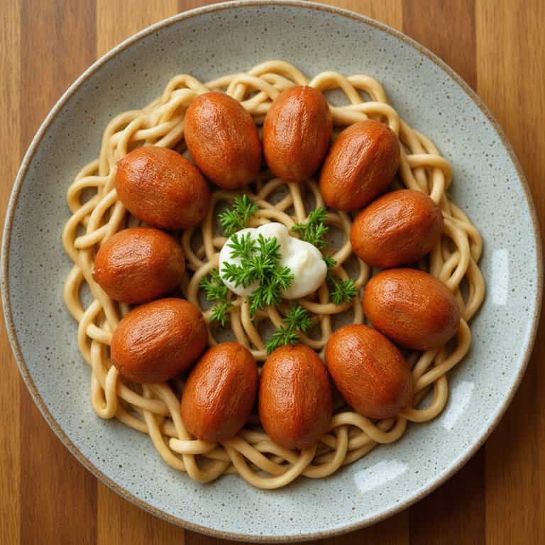 Symmetrical Sausage and Noodle Wreath
