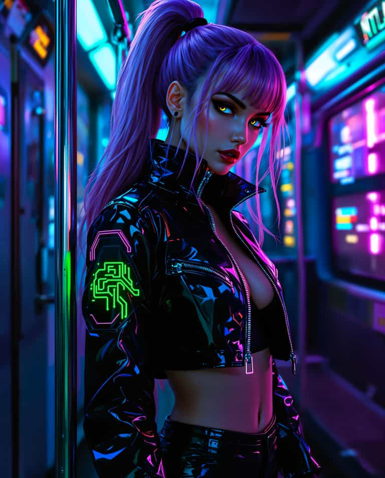 Neon Guardian in the Cyber Subway