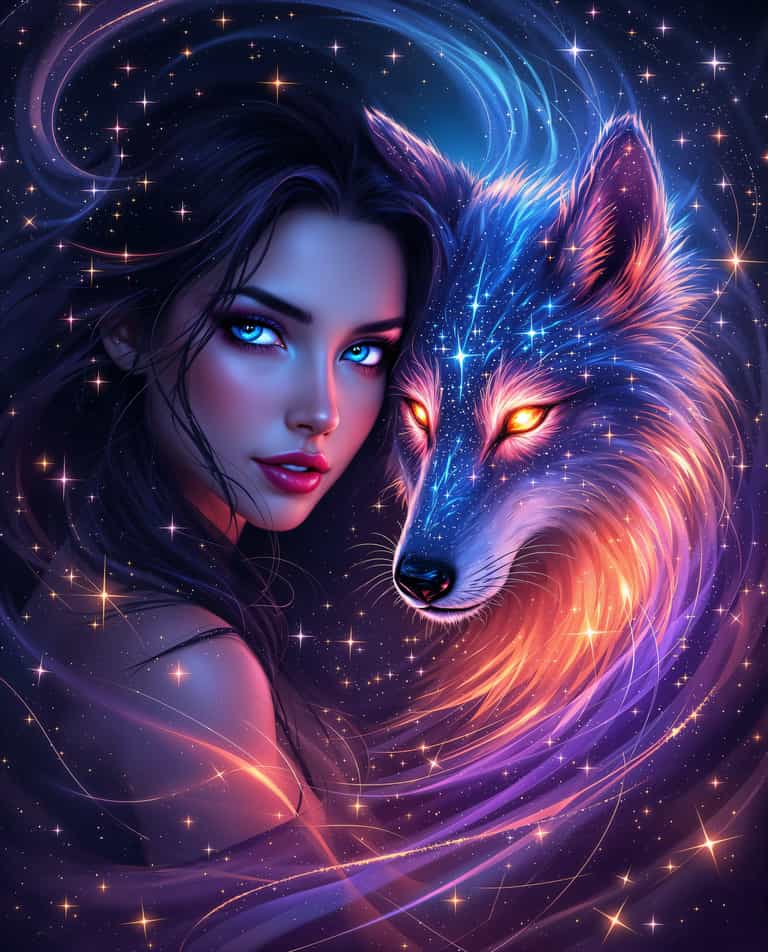 Cosmic Guardians: The Wolf and the Woman