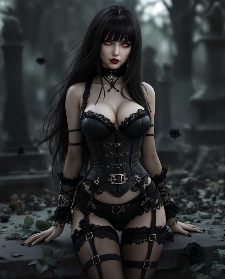 Gothic Enchantress in the Graveyard