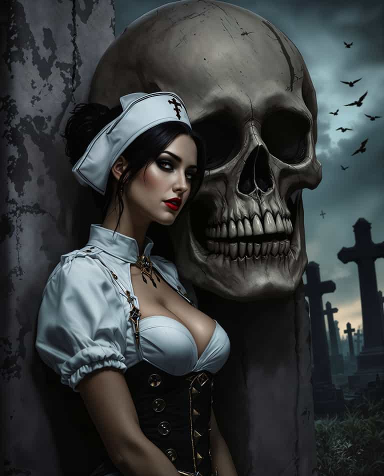 Gothic Nurse and the Skull