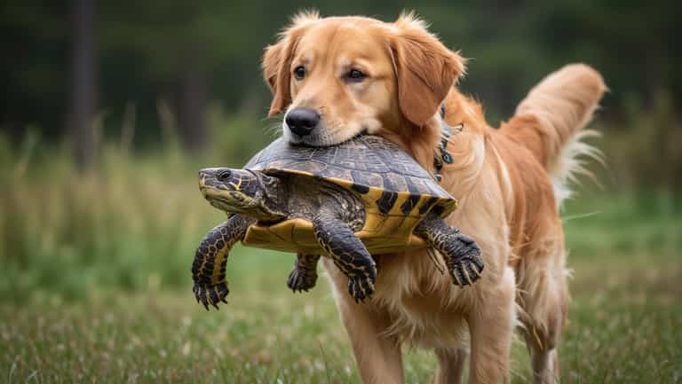 Golden Retriever and Turtle: An Unlikely Friendship