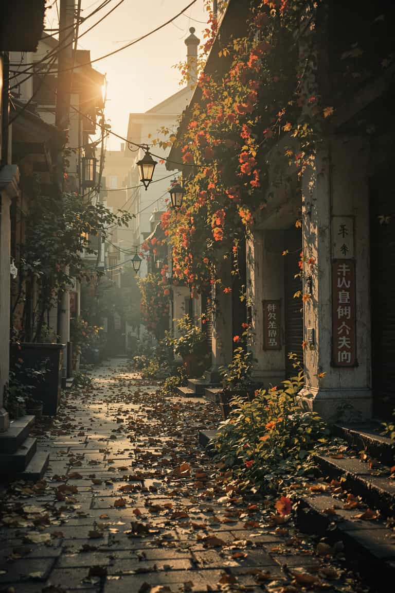 Autumn Alleyway in the Morning Light