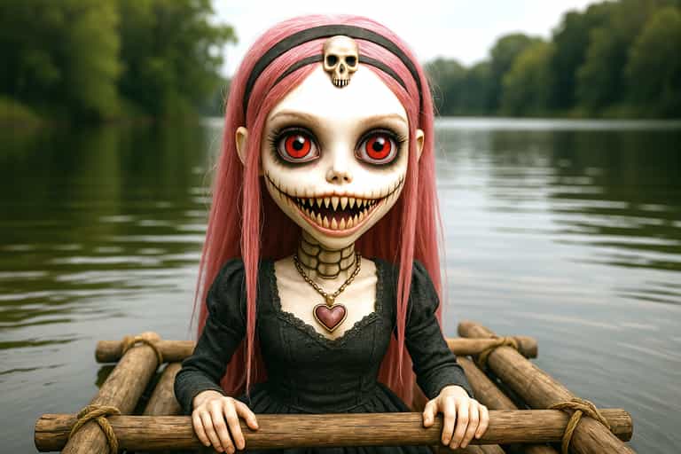 Haunting Serenity: The Gothic Doll on the Lake