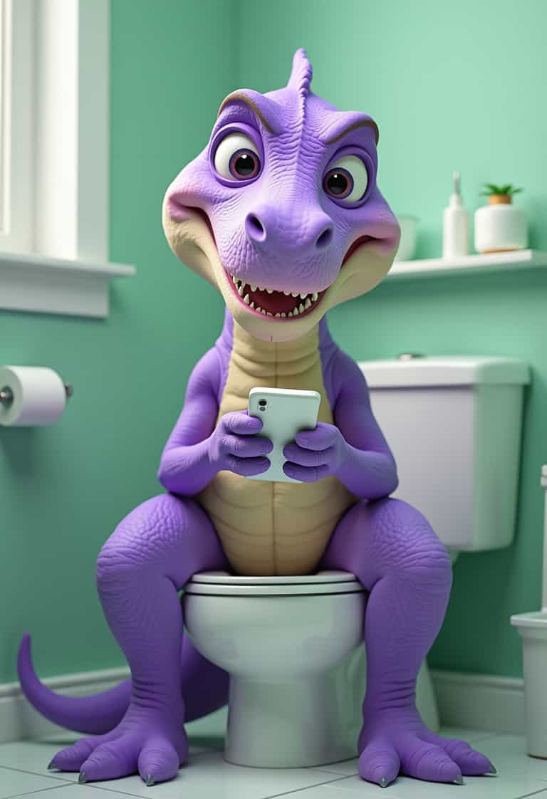 Dinosaur's Modern Bathroom Break