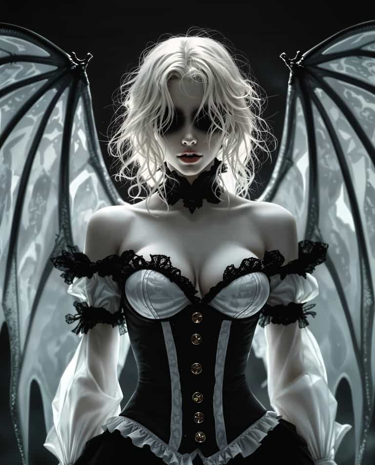 Gothic Angel in Moonlight