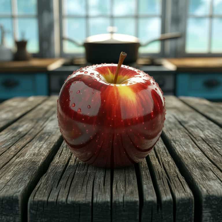 Freshness in the Kitchen: A Close-Up of a Shiny Red Apple