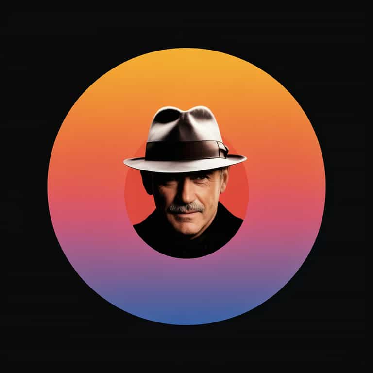 Man in Fedora with Gradient Circle