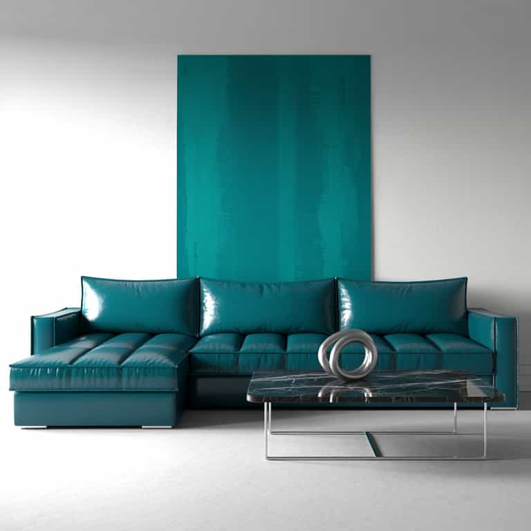 Modern Minimalist Living Room with Teal Accents