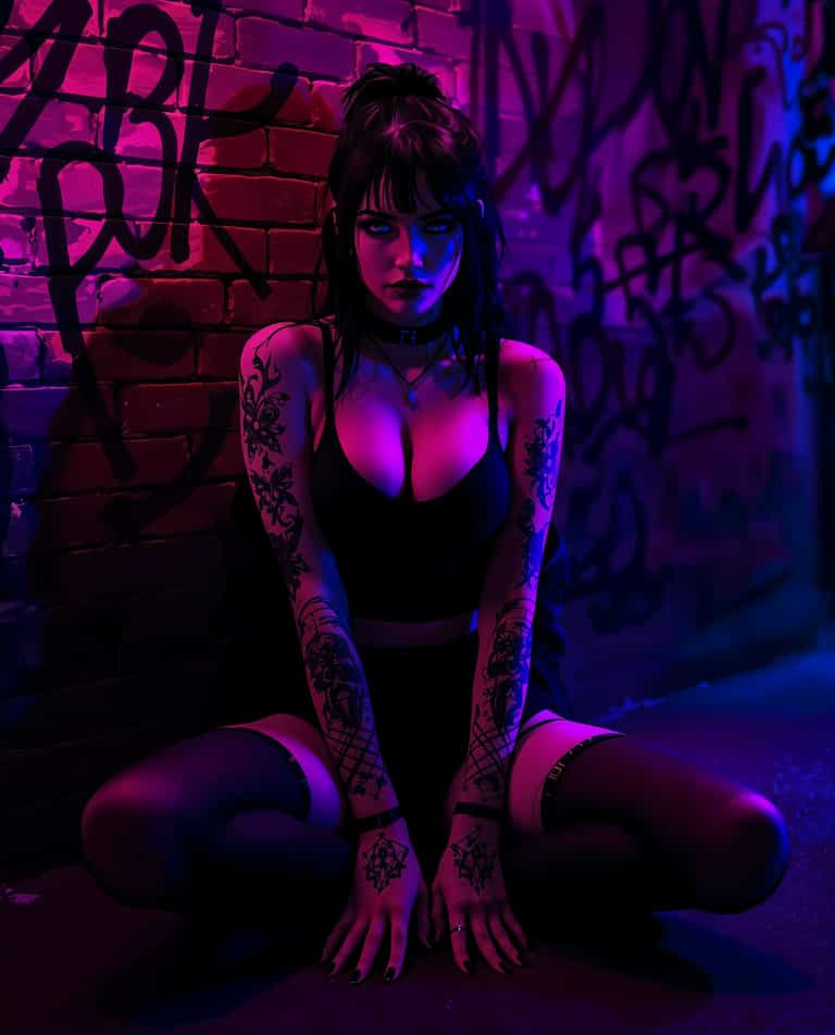 Neon Rebel: Urban Nightlife Portrait