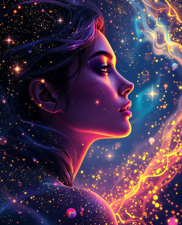 Cosmic Muse: A Portrait of Stardust and Light