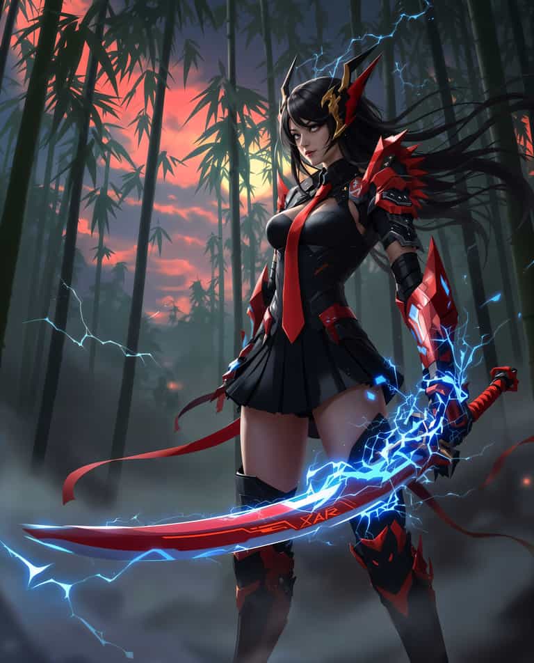 Warrior of the Bamboo Grove at Dusk