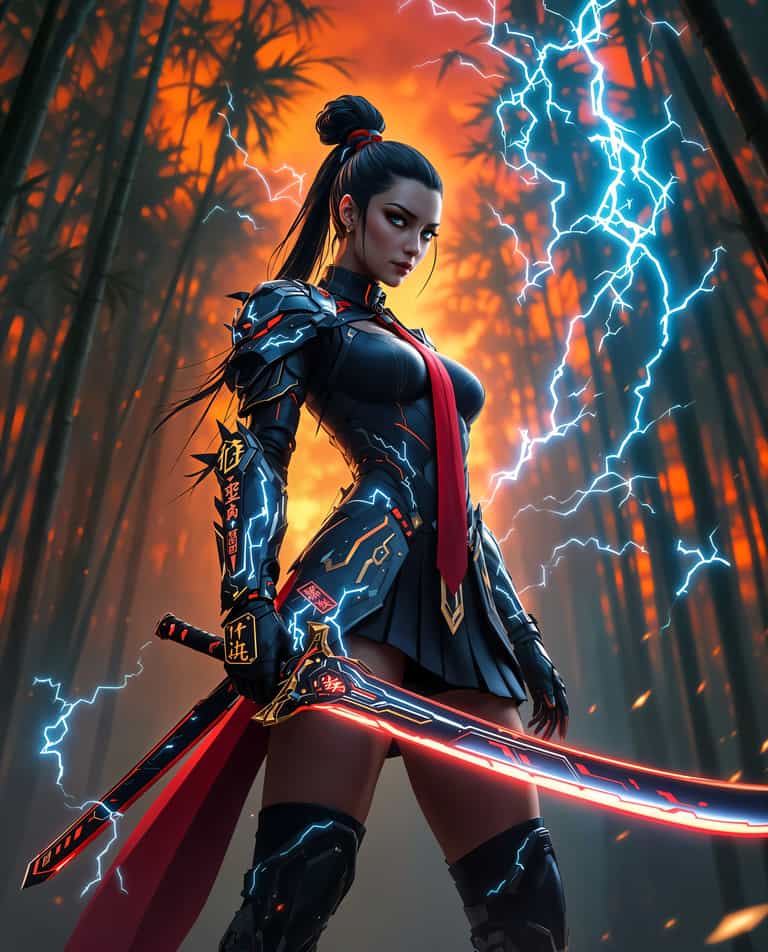 Thunderstorm Warrior in the Bamboo Grove