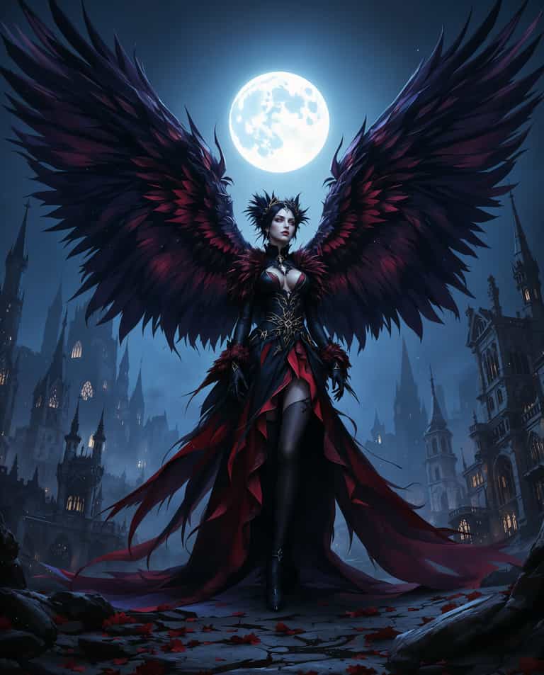 Moonlit Majesty: The Gothic Angel