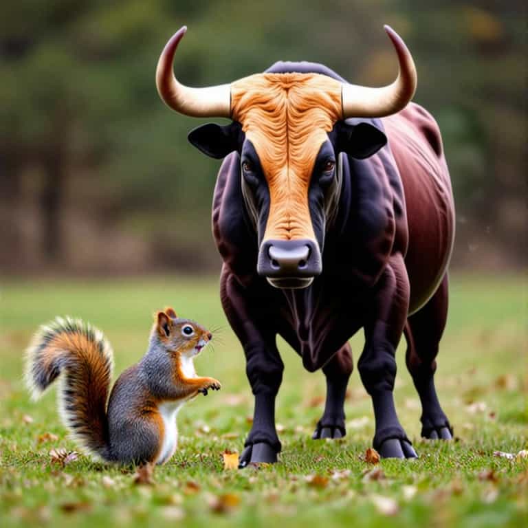 Golden-Faced Bull and the Curious Squirrel