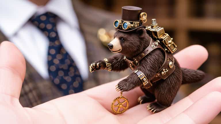 Steampunk Bear Figurine in Hand