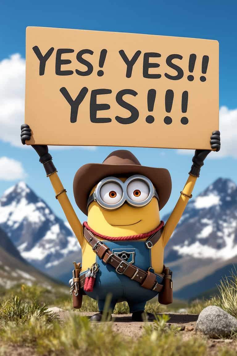 Enthusiastic Minion in Cowboy Gear