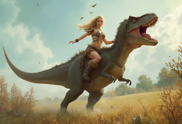Warrior on a Roaring Dinosaur