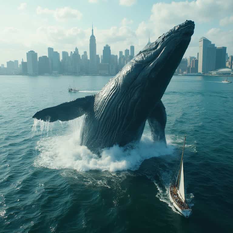 Giant Whale and Cityscape