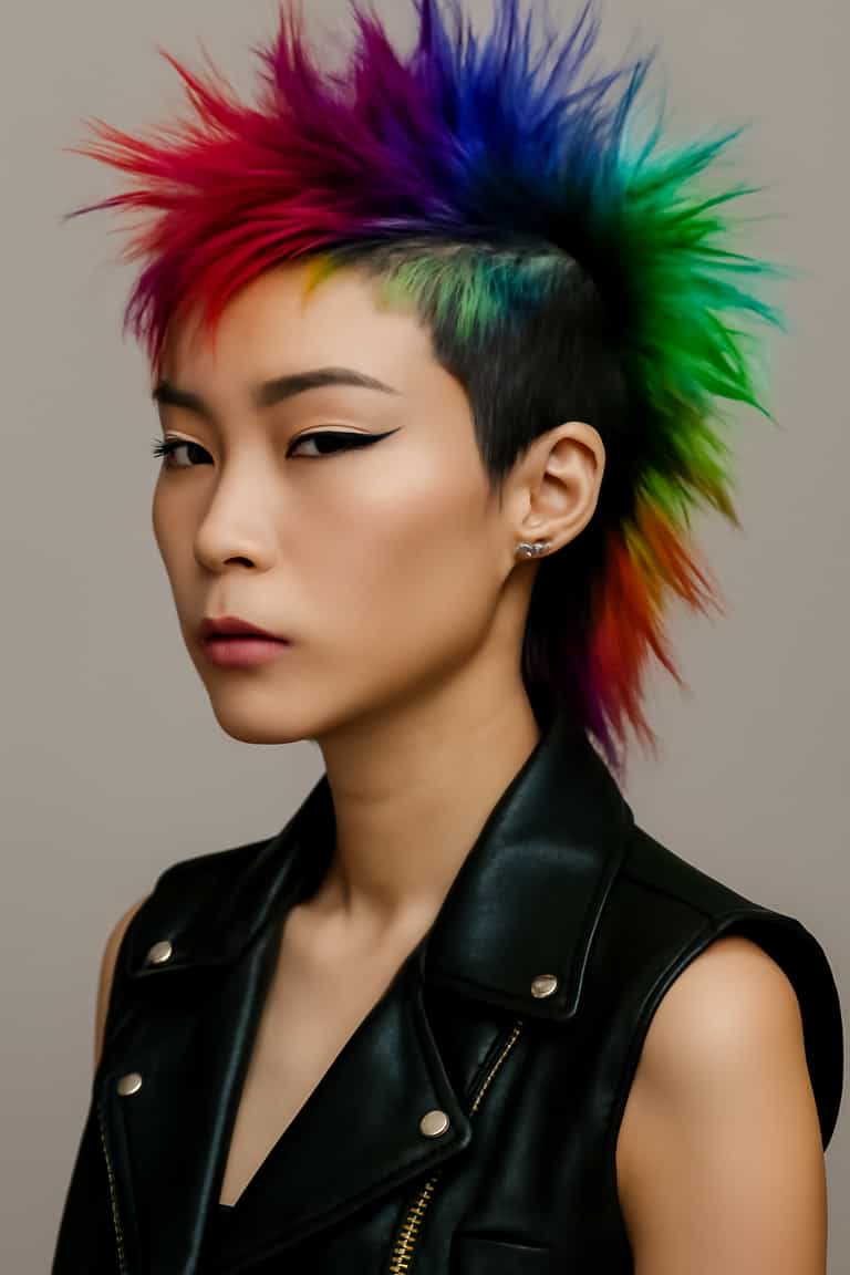 **Vibrant Rebellion: The Spectrum Mohawk**