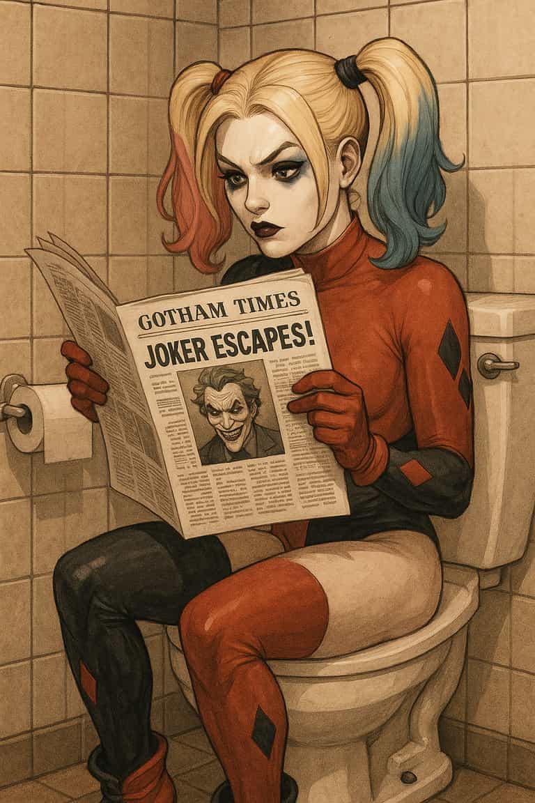 Harley Quinn Reads About Joker's Escape