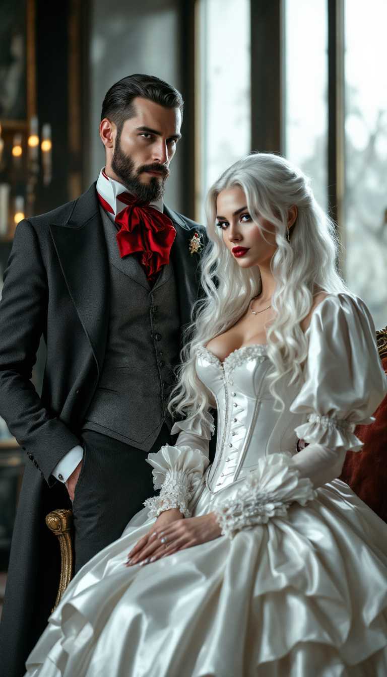 AI-generated image: A breathtaking scene unfolds in an opulent Victorian parlour, drenched in luxury and intrigue, featu