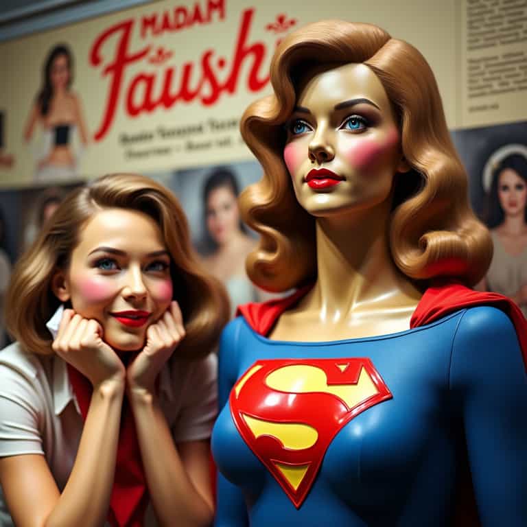 Supergirl Wax Figure with Playful Pose