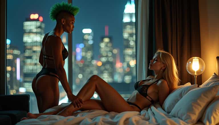 AI-generated image: A breathtaking ultra-high-resolution image capturing an intimate and powerful scene of two striking 