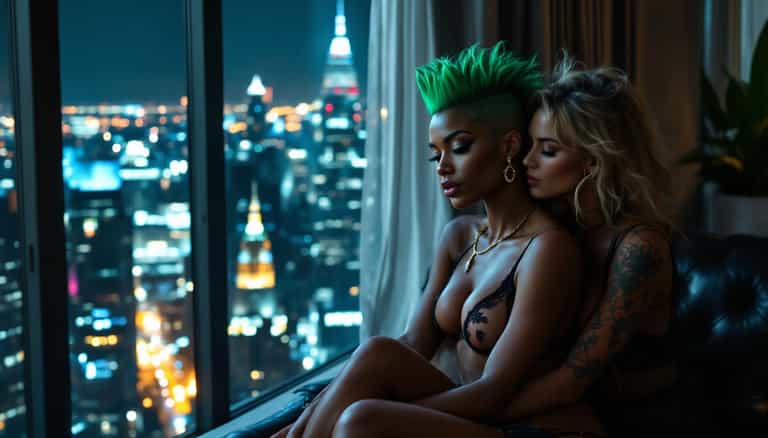 AI-generated image: A breathtaking ultra-high-resolution lesbian playtime image capturing an intimate and powerful scene