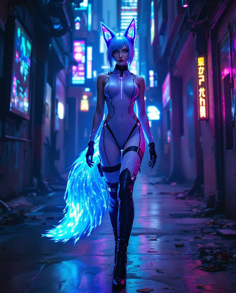 AI-generated image: A stunning realistic photo (photograph) of a female real person of a female humanoid character with 