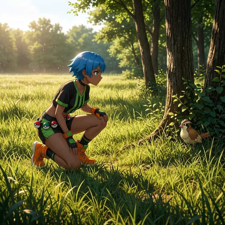 Trainer's Quiet Encounter in Sunlight