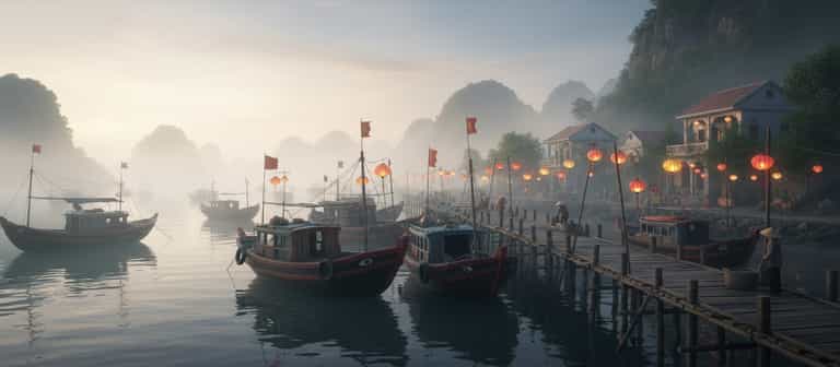 Lanterns Over Misty Harbor