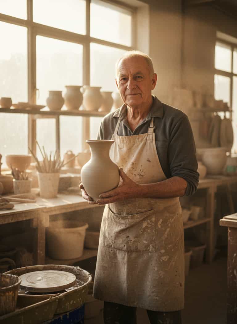 Elderly Potter in Golden Light
