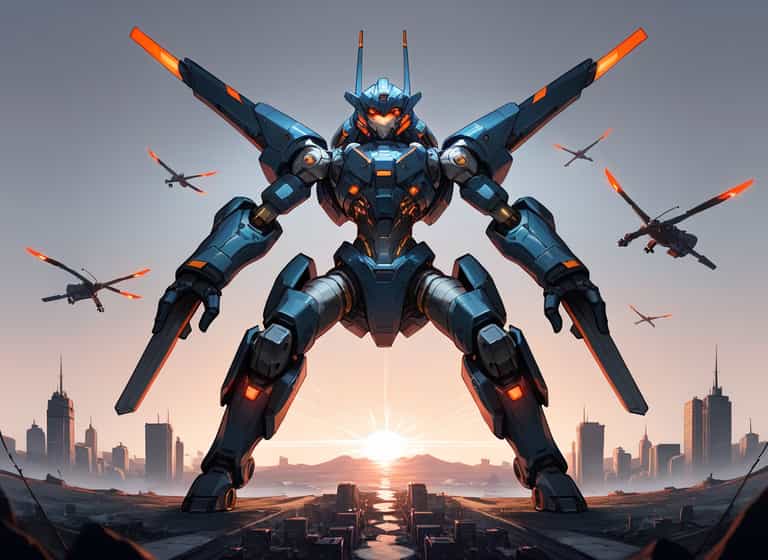 Titan Mech at Golden Dusk