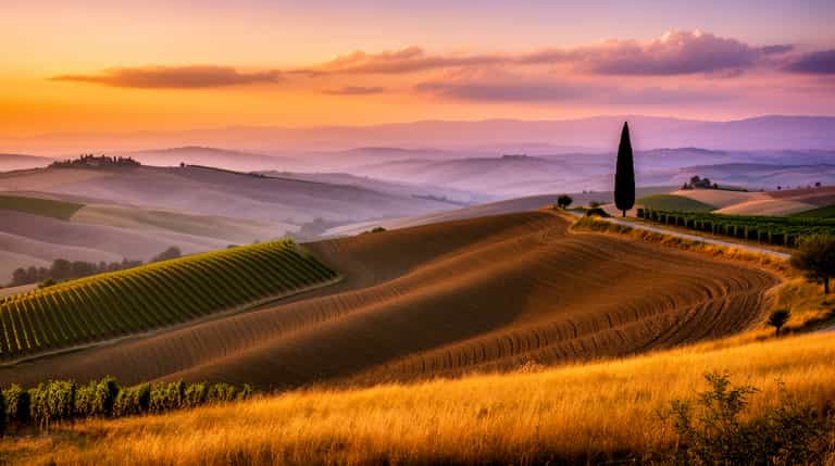 Tuscan Hills at Golden Dusk