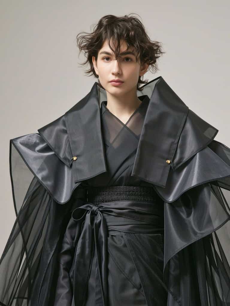 Winged Black Kimono Portrait