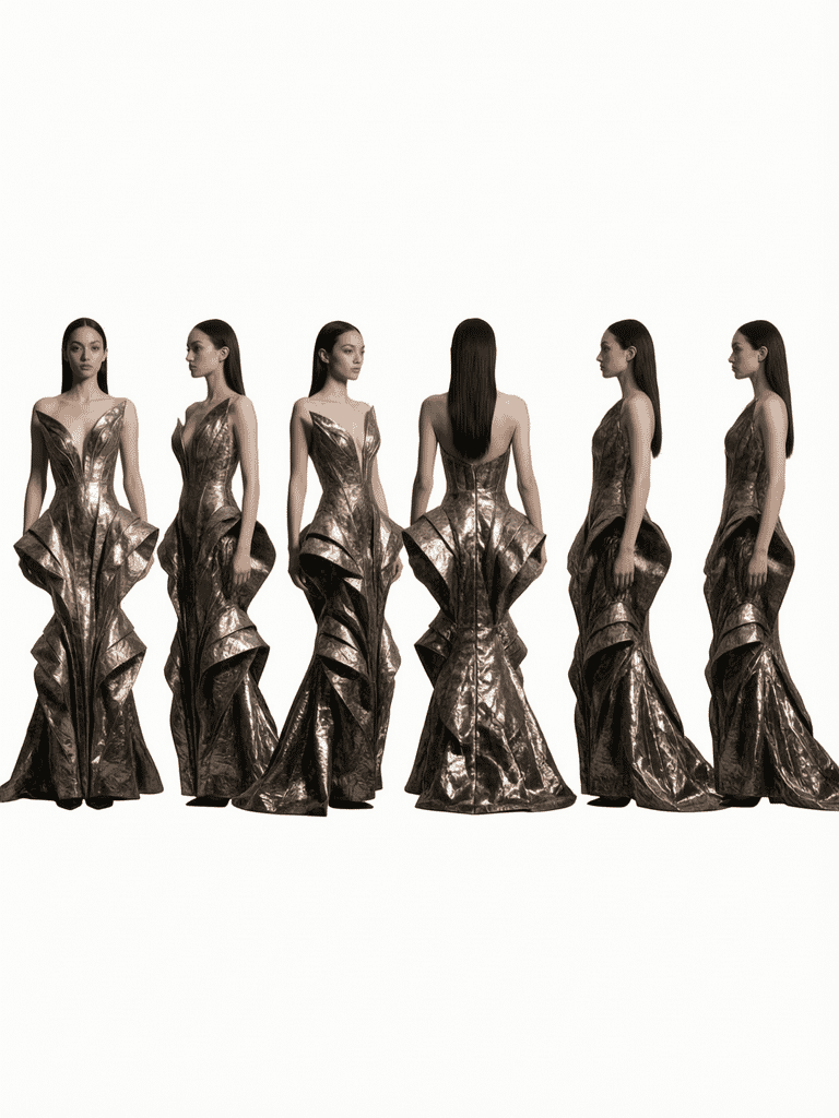 Sculptural Bronze Gown Character Study